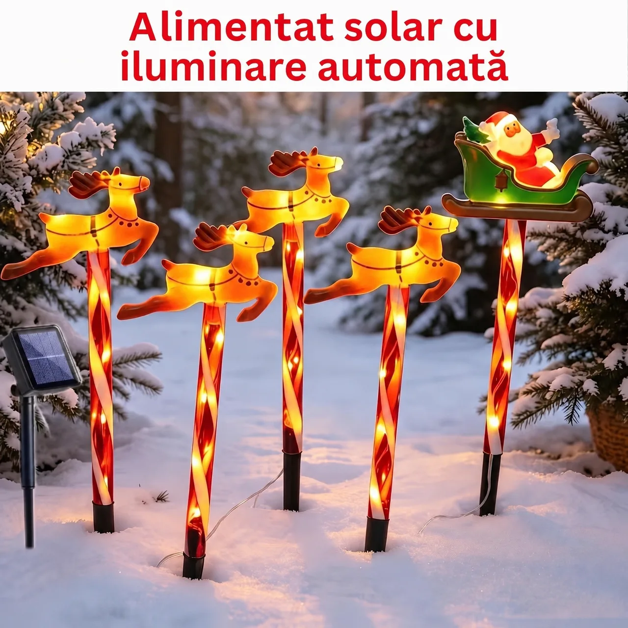 Decorațiune de Crăciun pentru grădină cu Moș Crăciun și reni, ReinDeers - Image 7