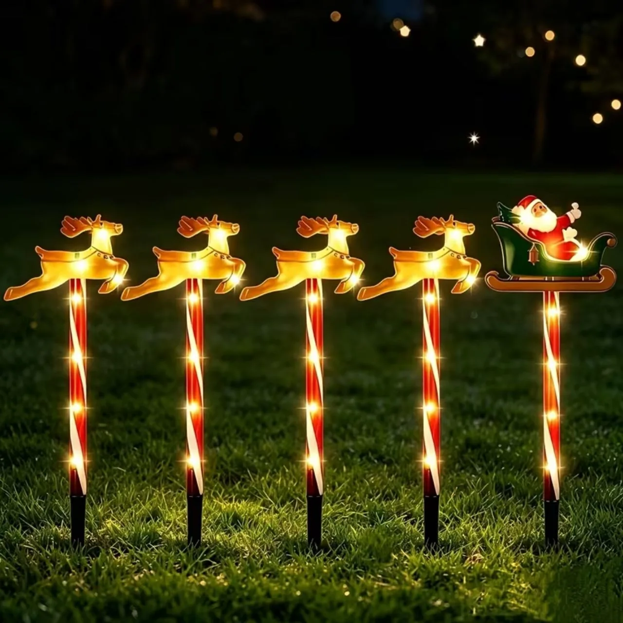Decorațiune de Crăciun pentru grădină cu Moș Crăciun și reni, ReinDeers - Image 1