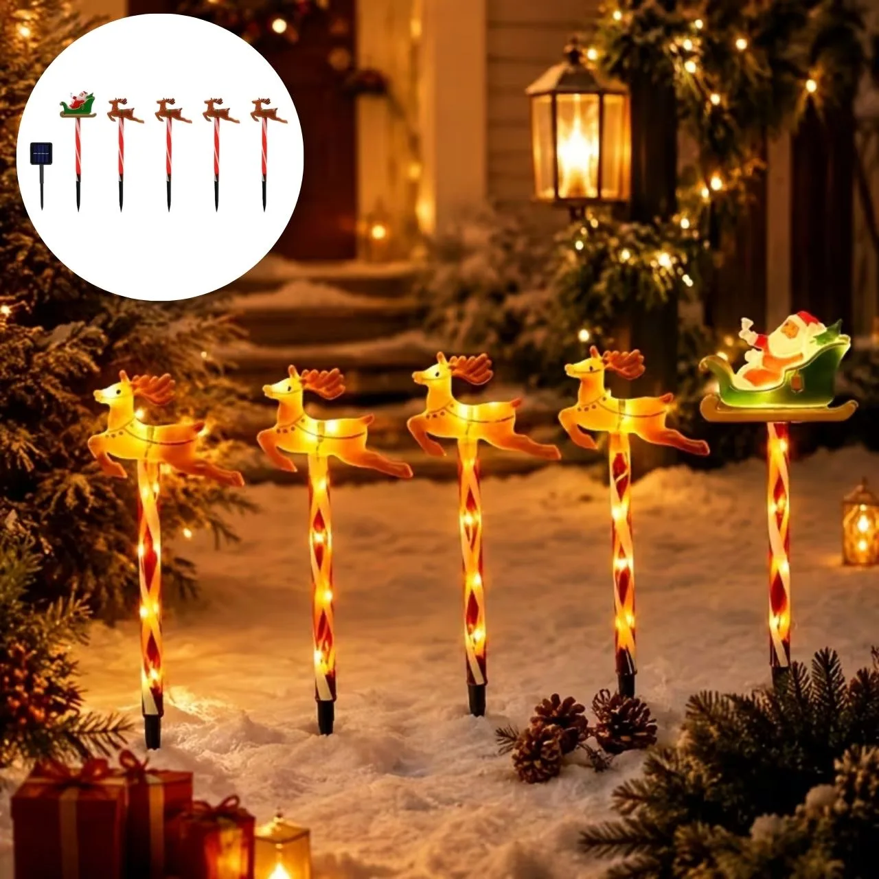 Decorațiune de Crăciun pentru grădină cu Moș Crăciun și reni, ReinDeers - Image 3