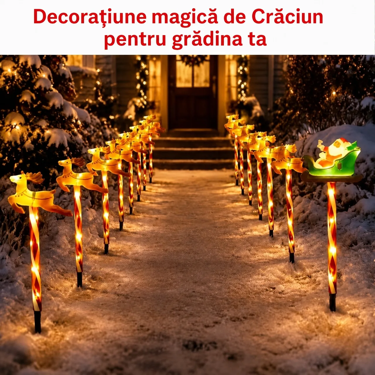 Decorațiune de Crăciun pentru grădină cu Moș Crăciun și reni, ReinDeers - Image 6