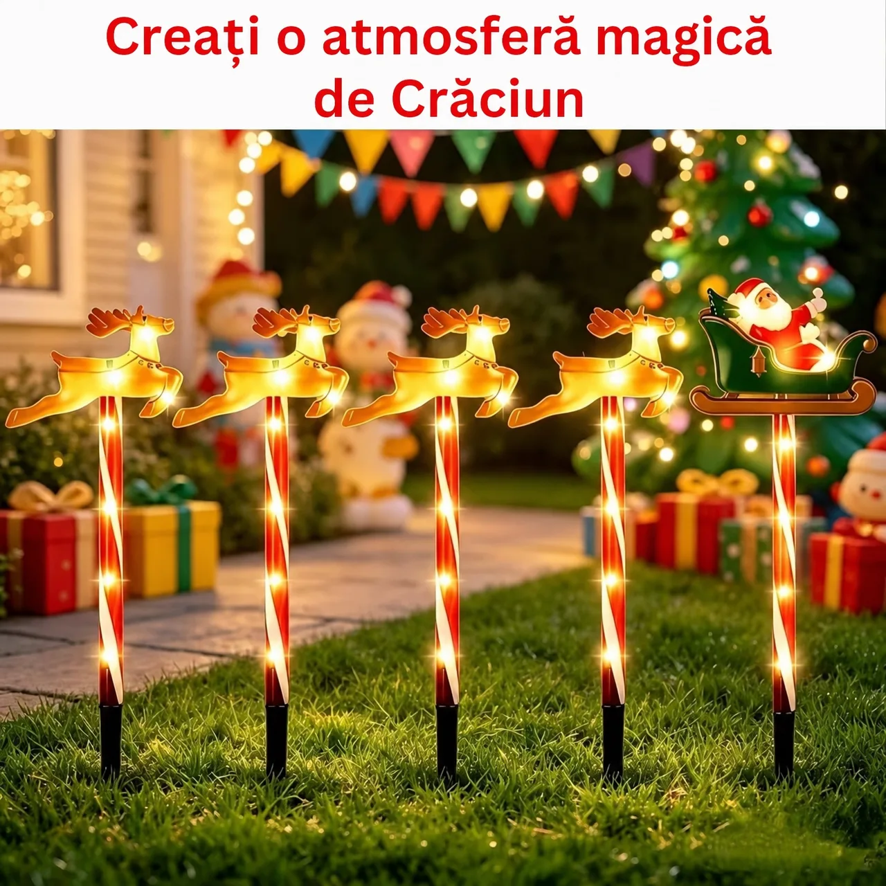 Decorațiune de Crăciun pentru grădină cu Moș Crăciun și reni, ReinDeers - Image 8