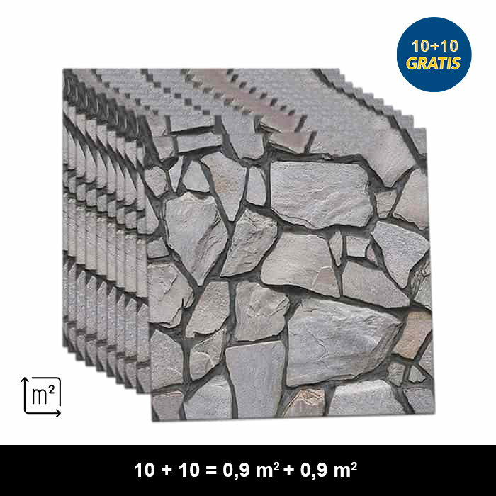 RocksWall, autocolante tridimensionale pentru perete cu efect de rocă (10 buc.) (1+1 GRATUIT) - Image 1