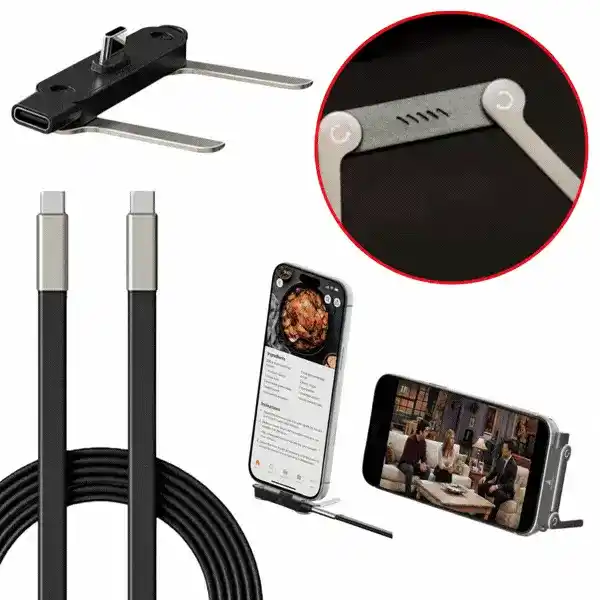 Cablu de încărcare 2în1 cu suport pentru telefon, Bracky - Image 1