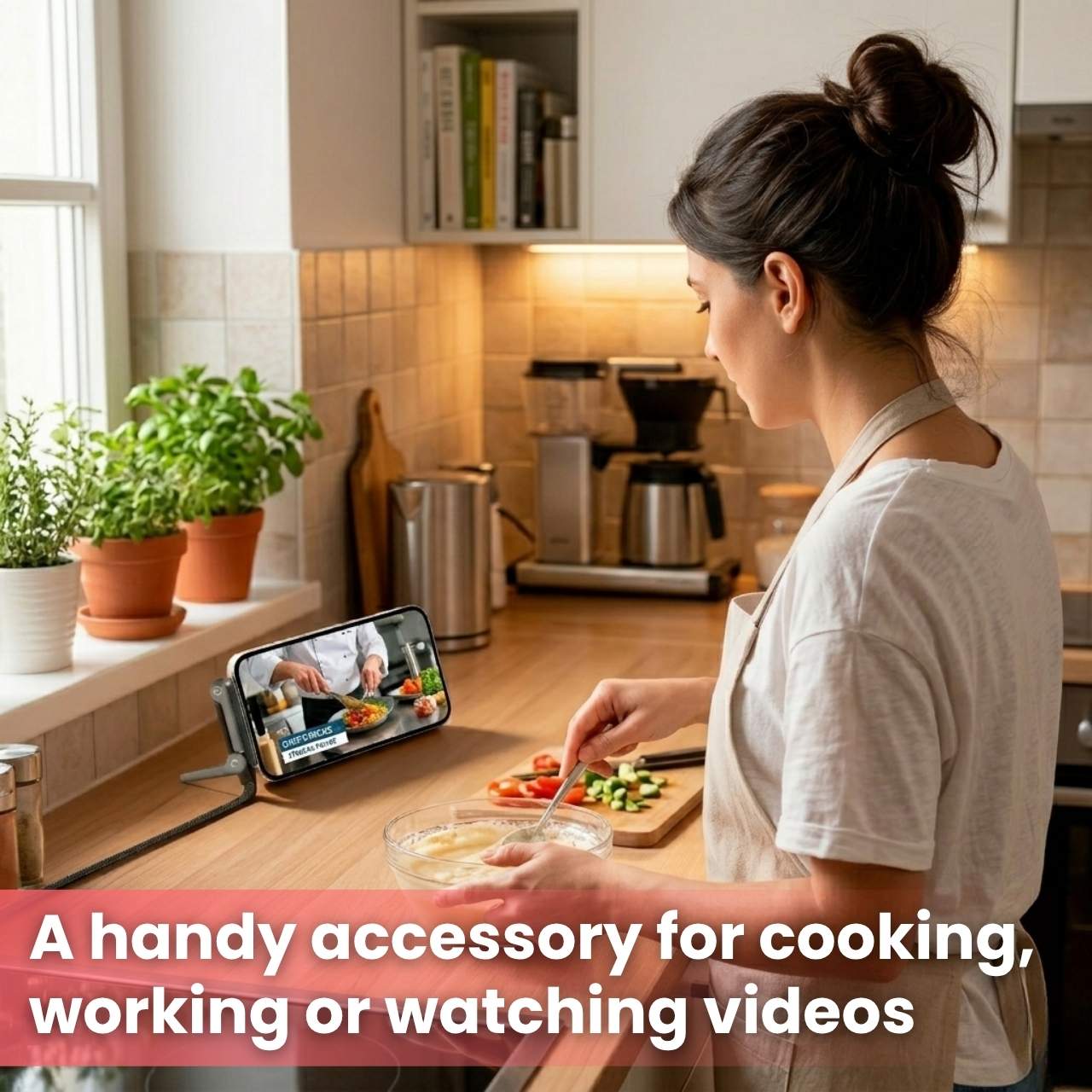 Un accesoriu util pentru gătit, lucru sau vizionare de videoclipuri