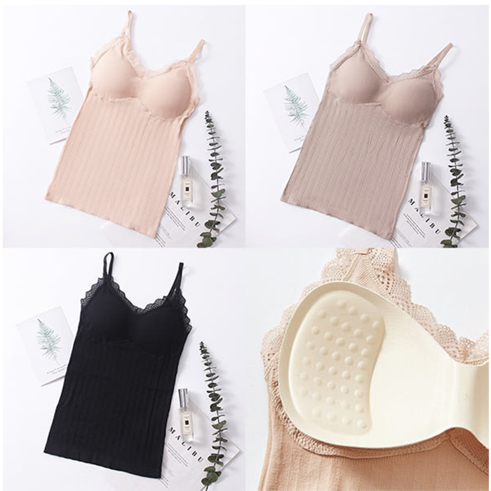 ComfortTop, 1 + 1 GRATUIT Set de 2 tricouri cu bretele, căptușite, negru și bej - Image 8