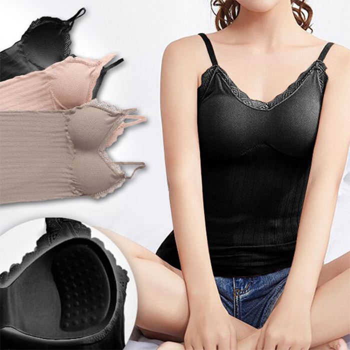 ComfortTop, 1 + 1 GRATUIT Set de 2 tricouri cu bretele, căptușite, negru și bej - Image 9