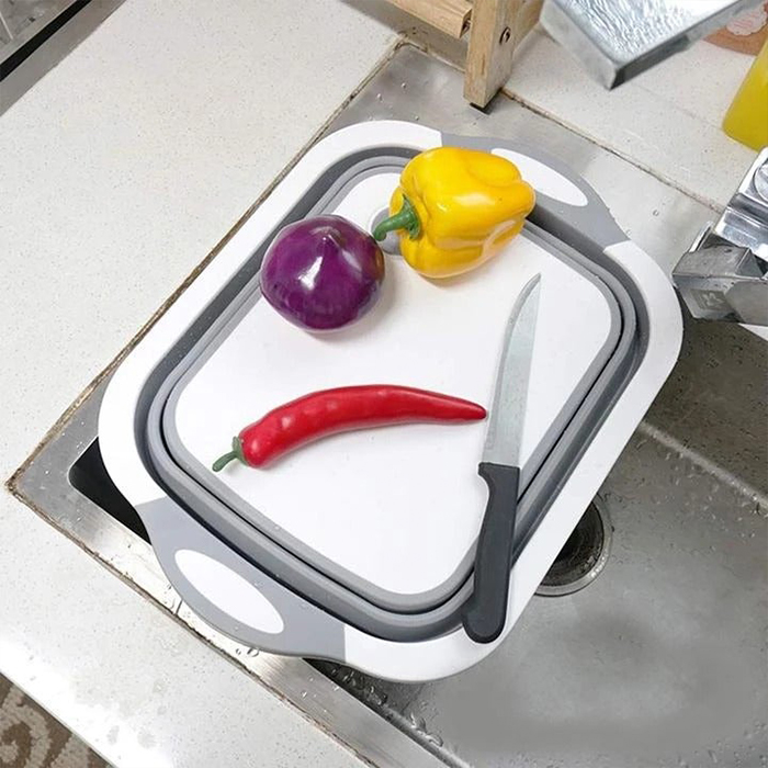 FoldableStrainer, sită multifuncțională, recipient pentru depozitare și placă de tăiere, toate într-unul - Image 4