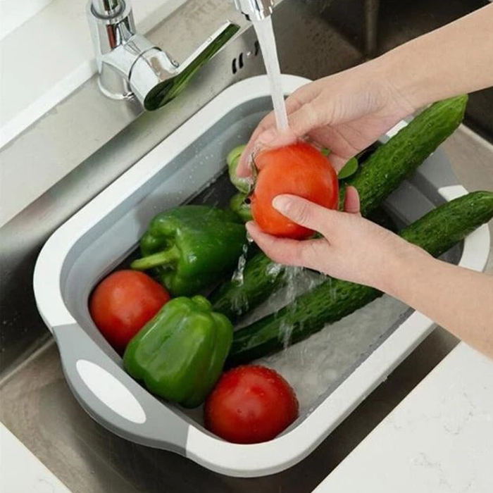 FoldableStrainer, sită multifuncțională, recipient pentru depozitare și placă de tăiere, toate într-unul - Image 5