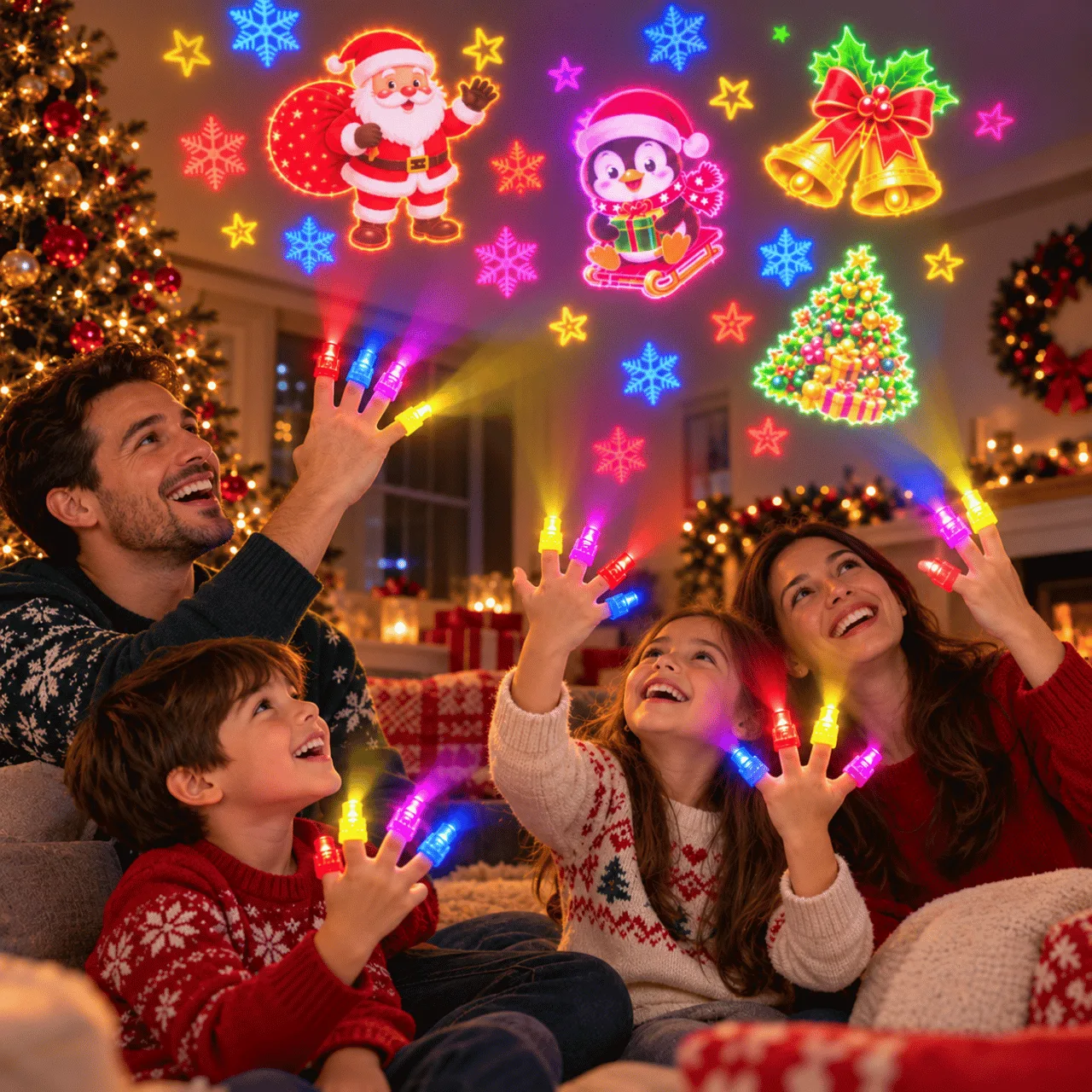 Proiectoare LED pentru degete cu modele de Crăciun, FunLights - Image 4