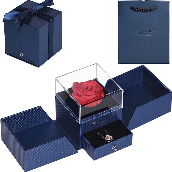 GiftBox, colier cu cutie cadou și o frumoasă trandafiră artificială - Image 1
