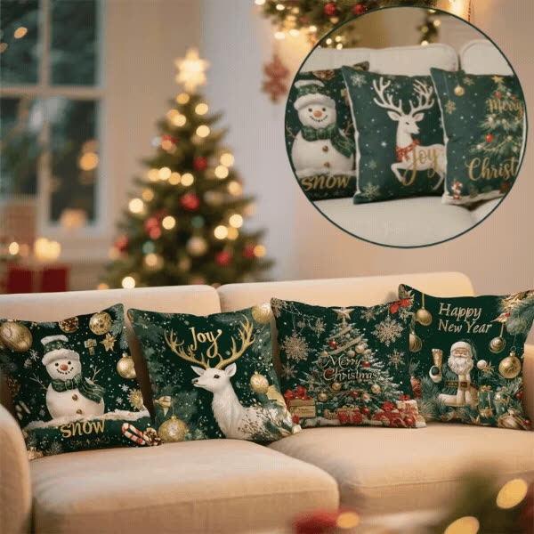 Huse pentru perne de Crăciun (4 bucăți), GreenXmass - video