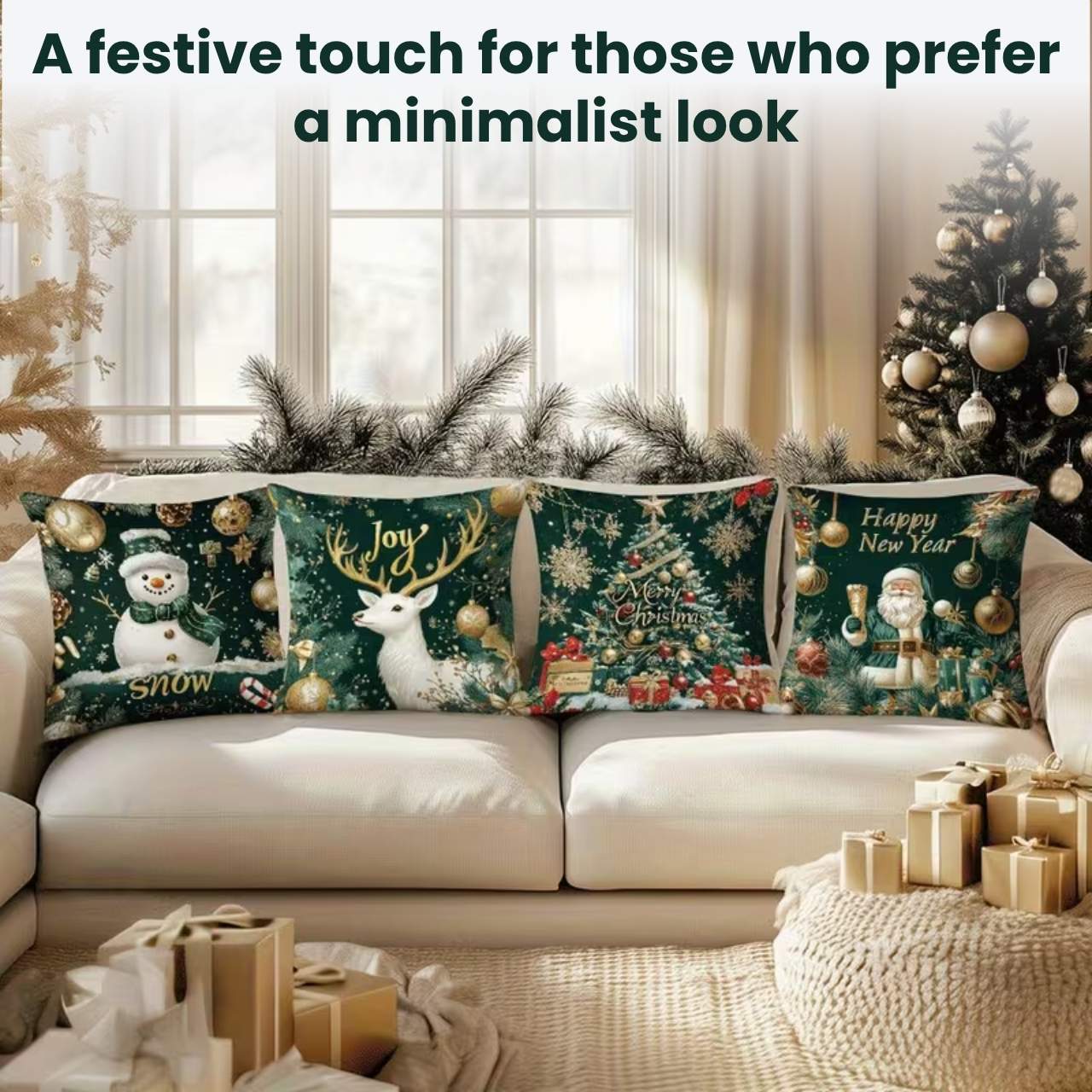 Huse pentru perne de Crăciun (4 bucăți), GreenXmass - Image 7
