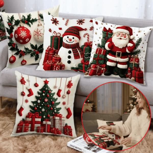 Huse pentru perne de Crăciun (4 bucăți), RedXmass - video