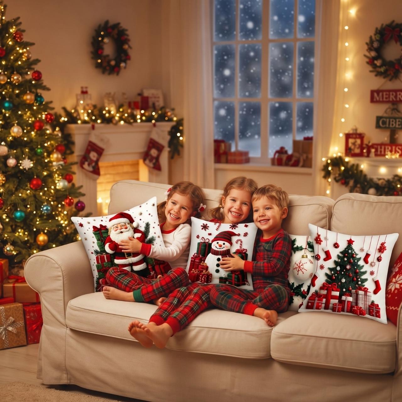 Huse pentru perne de Crăciun (4 bucăți), RedXmass - Image 2