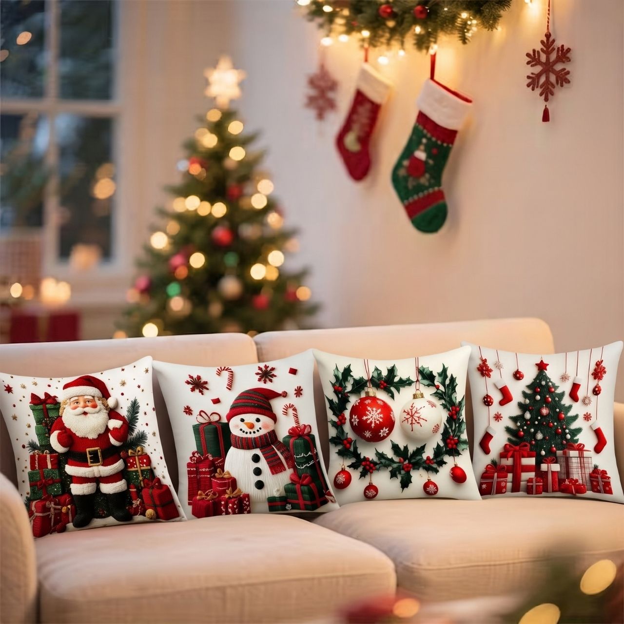 Huse pentru perne de Crăciun (4 bucăți), RedXmass - Image 11