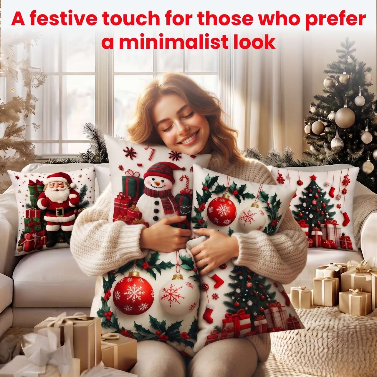 Huse pentru perne de Crăciun (4 bucăți), RedXmass - Image 7
