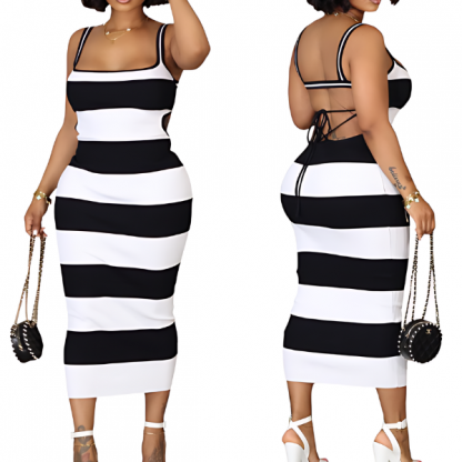 Rochie cu dungi alb-negru, STRIPDRESS - Image 1