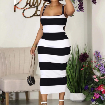 Rochie cu dungi alb-negru, STRIPDRESS - Image 3