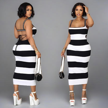Rochie cu dungi alb-negru, STRIPDRESS - Image 4