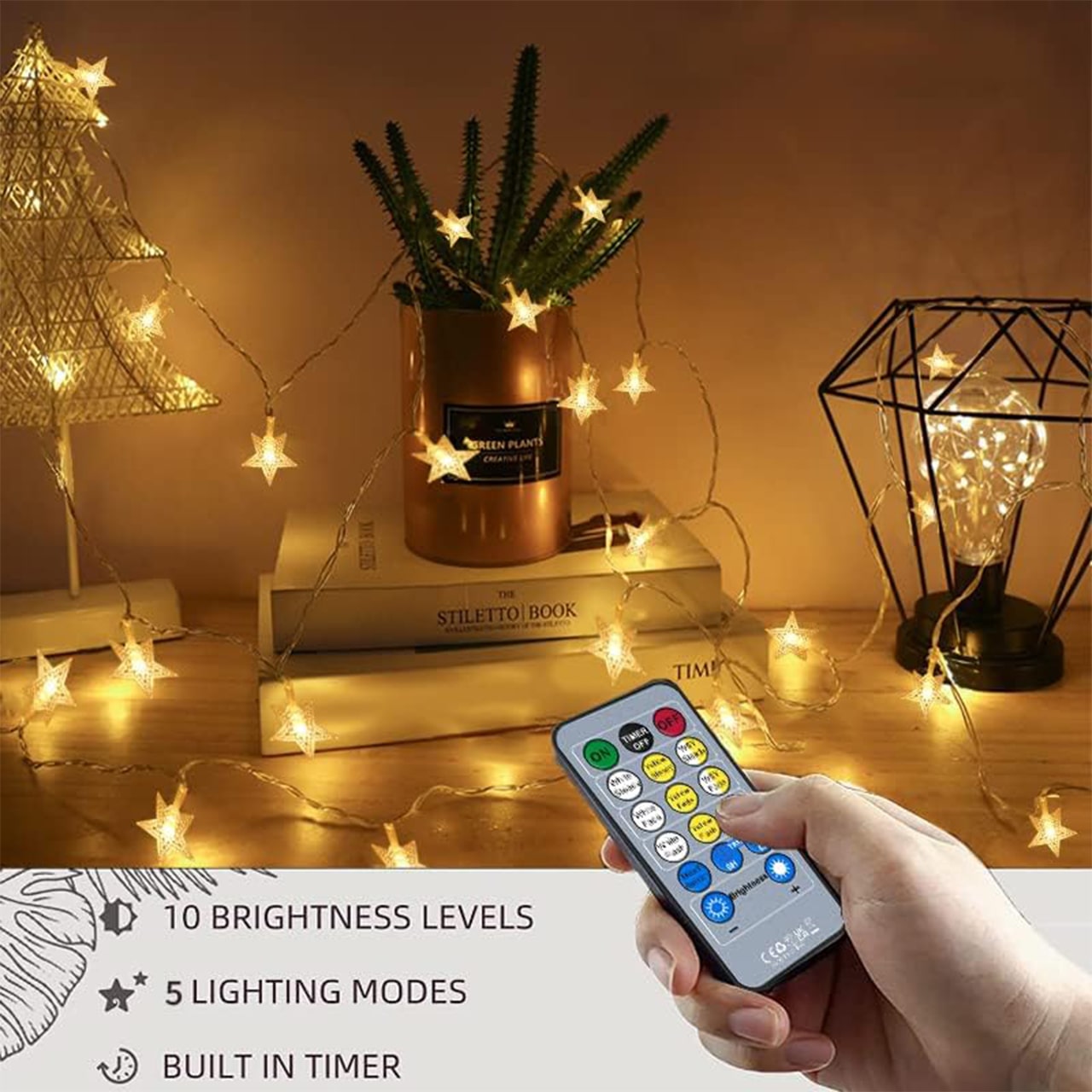 Twinkles, lanț de lumini cu lumini în formă de stea (6 m) - Image 3