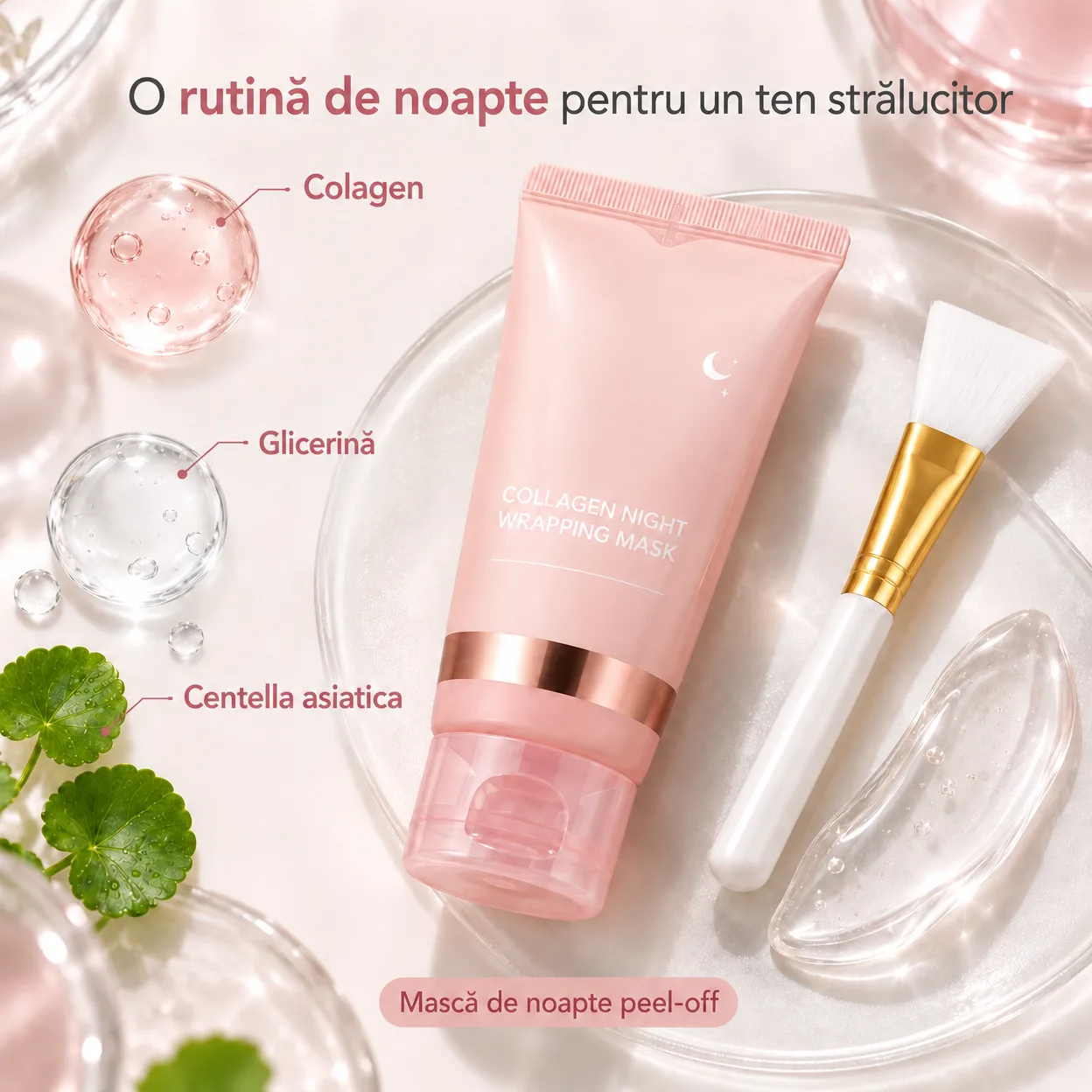 CollagenMask, mască de față cu colagen, tip peel-off, pentru utilizare peste noapte (1+1 GRATUIT) - Image 3