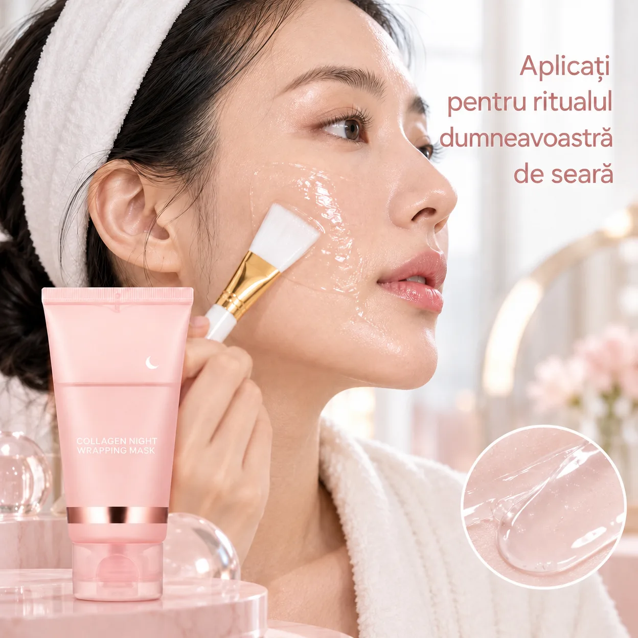CollagenMask, mască de față cu colagen, tip peel-off, pentru utilizare peste noapte (1+1 GRATUIT) - Image 4