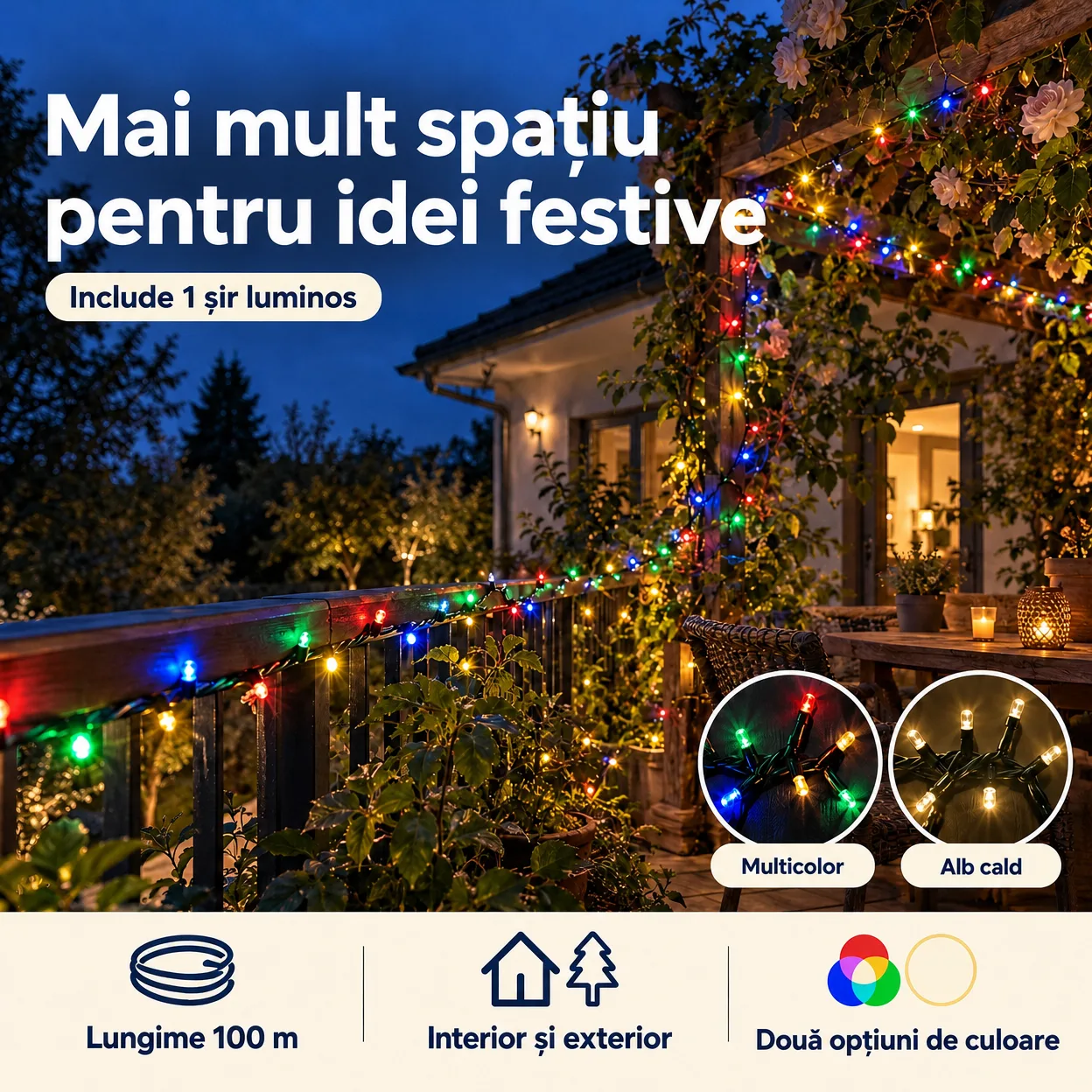 Ghirlandă Luminoasă Festivă 100mLL - Image 9