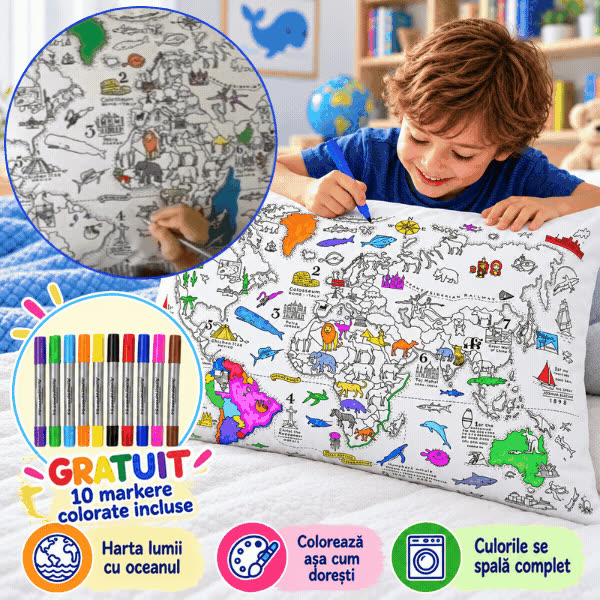 Colorează-ți perna – Harta lumii, ColoringPillow - video