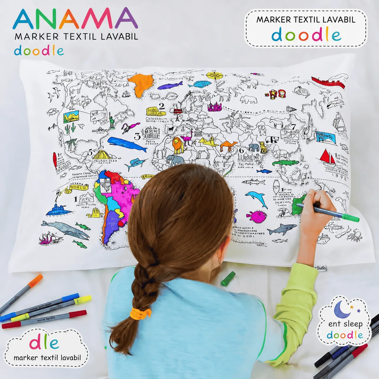 Colorează-ți perna – Harta lumii, ColoringPillow - Image 6