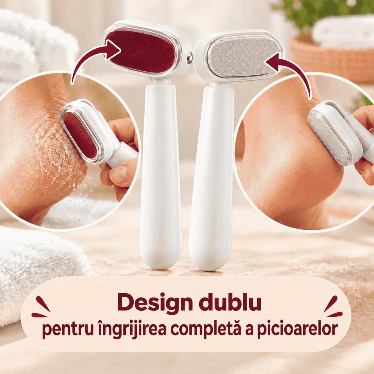 Design cu două fețe pentru îngrijirea completă a picioarelor