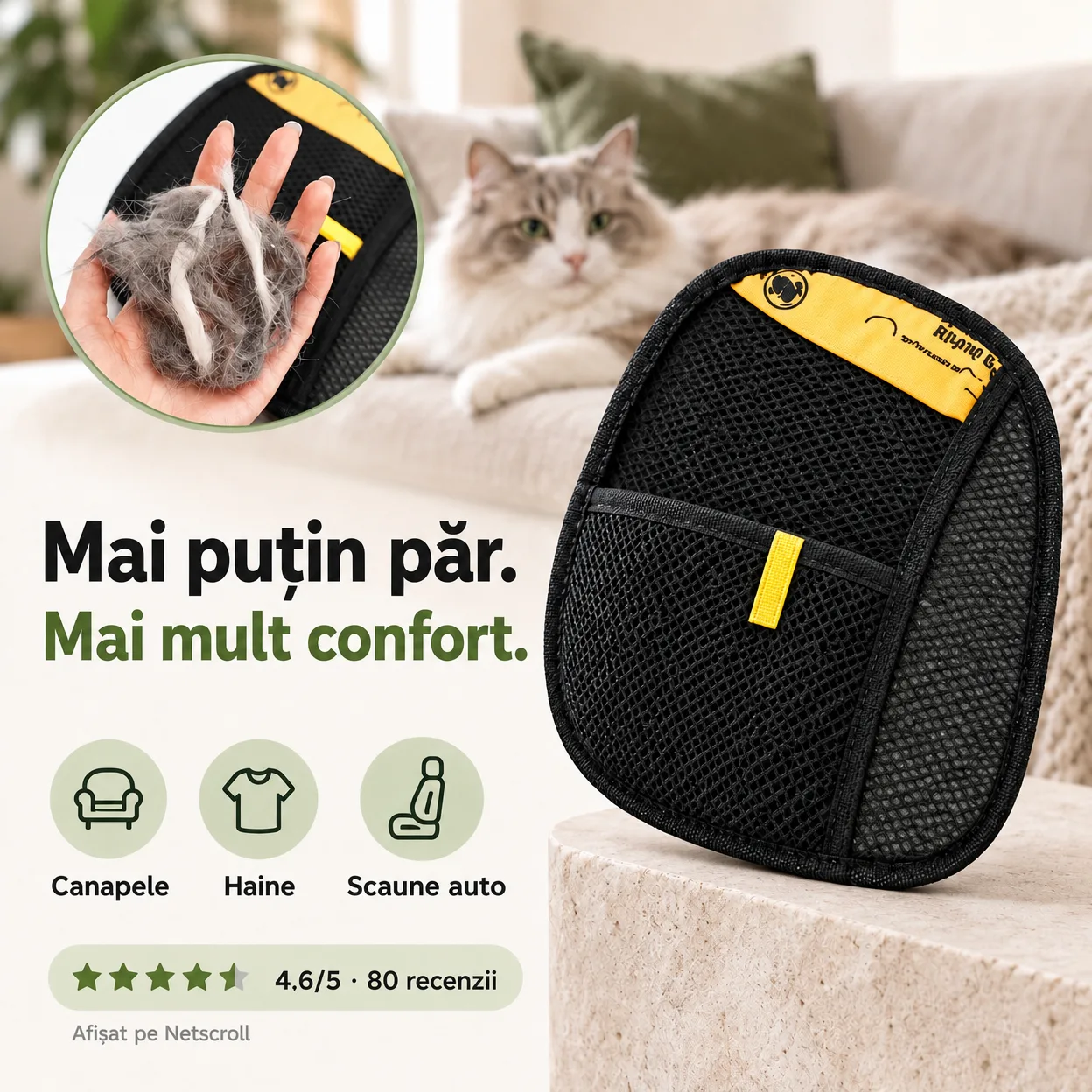 GroomyGlove, mănușa de îngrijire pentru animale, cu două fețe - Image 1