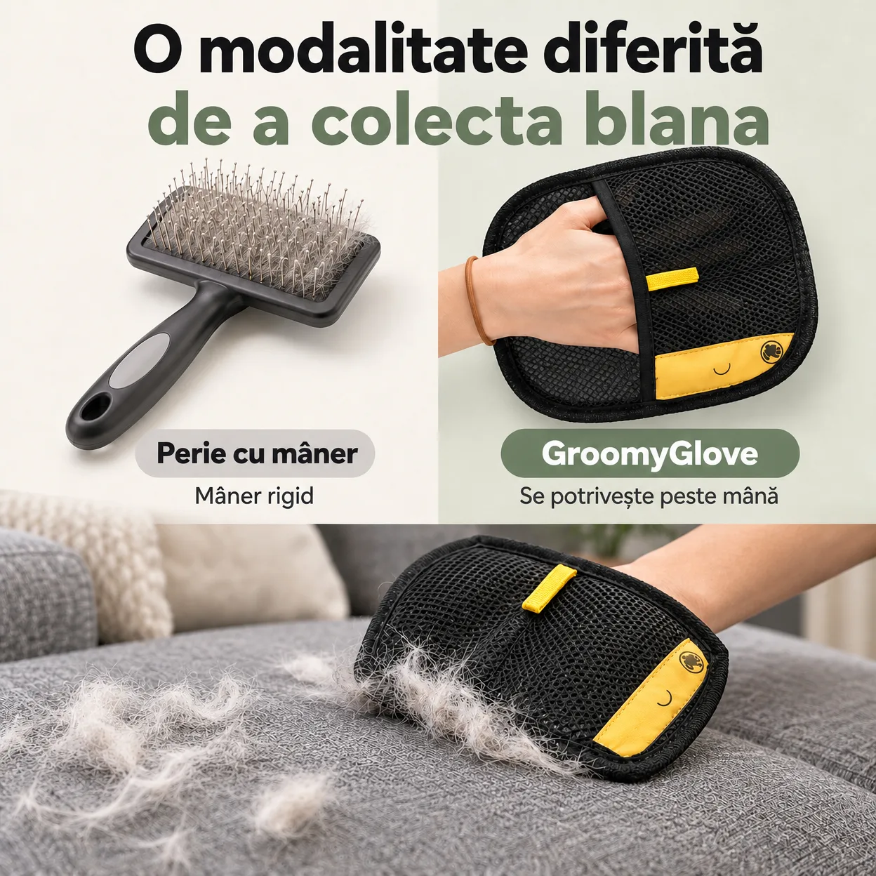 GroomyGlove, mănușa de îngrijire pentru animale, cu două fețe - Image 4