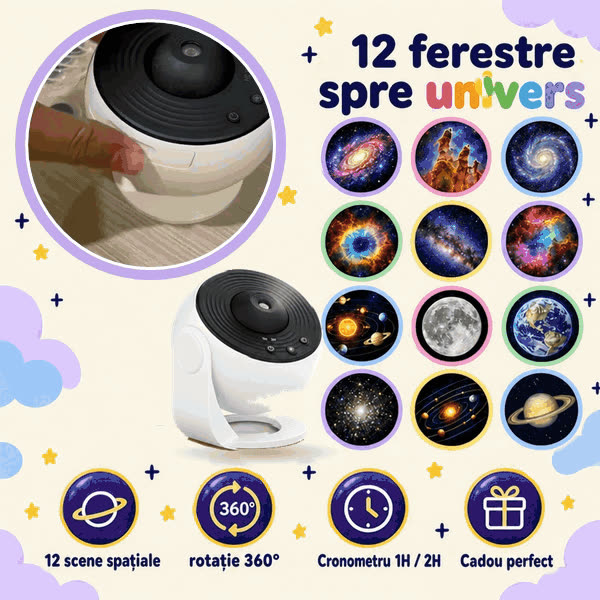 Planetarium, un proiector de noapte care arată 12 tipuri diferite de galaxii, constelații și planete - video
