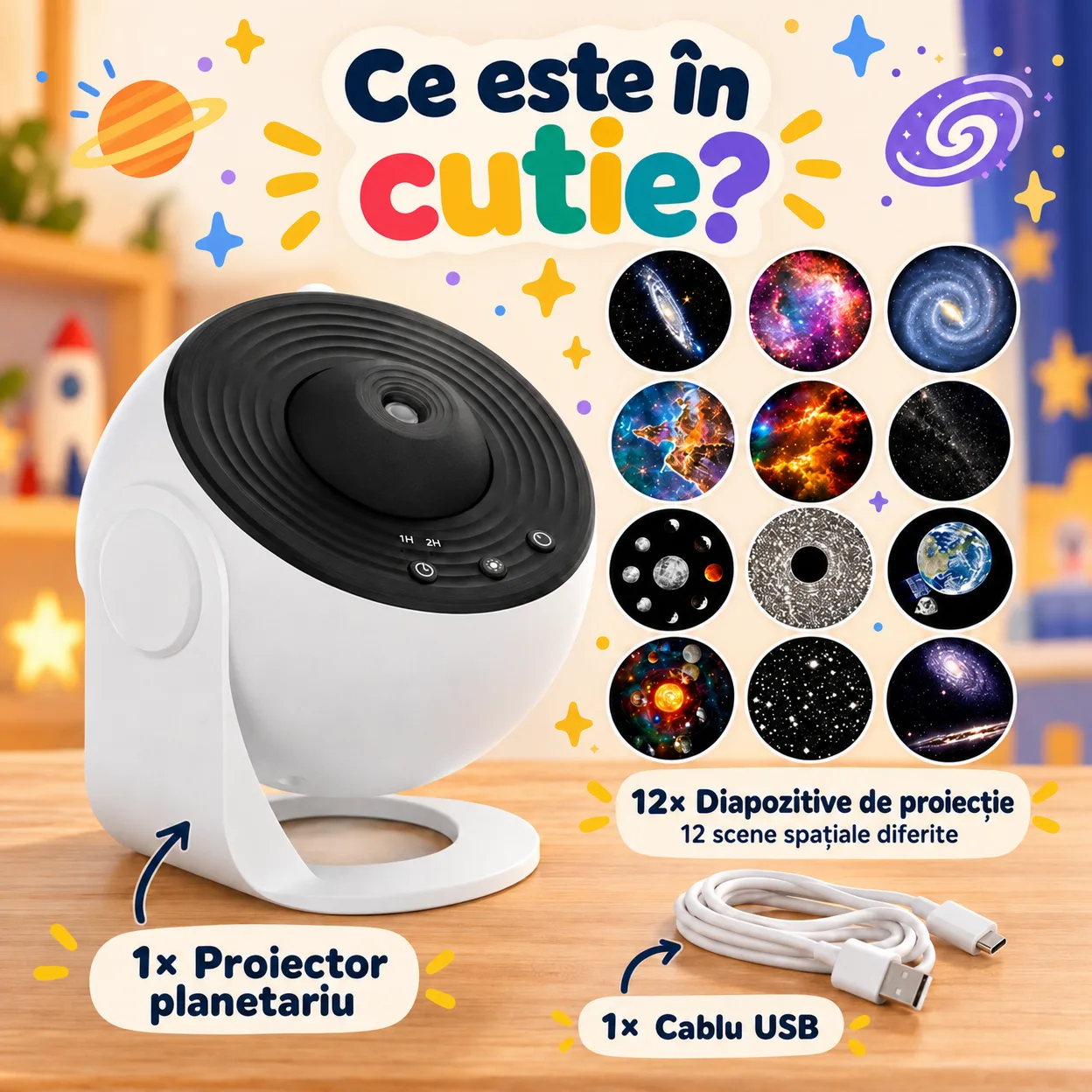 Planetarium, un proiector de noapte care arată 12 tipuri diferite de galaxii, constelații și planete - Image 2