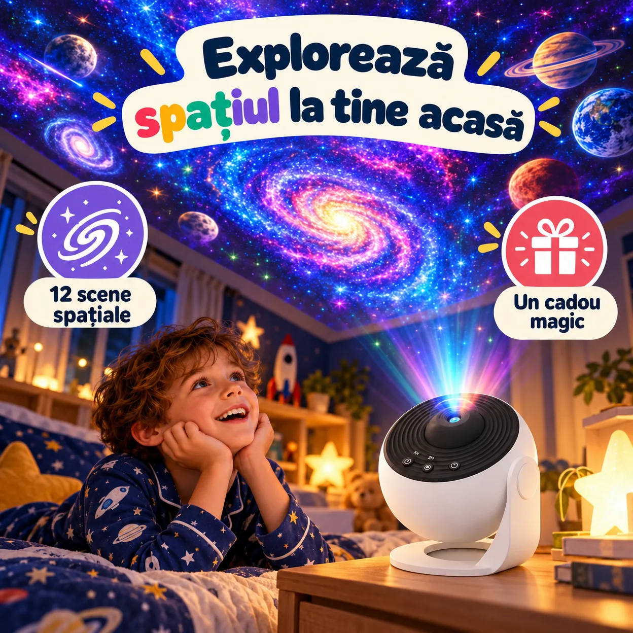 Planetarium, un proiector de noapte care arată 12 tipuri diferite de galaxii, constelații și planete - Image 3