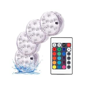 GlowWaterLights, 4 dispozitive cu lumini LED rezistente la apă, cu telecomandă